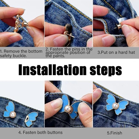(4 Pcs )Butterfly dress adjustment button pin