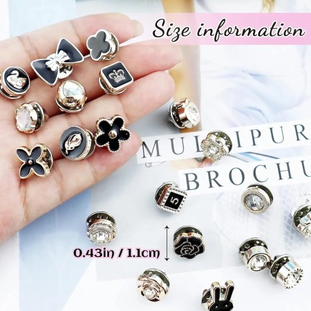 (12 Pcs) Women Brooch Button Pin