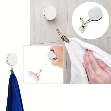 (2 Pcs) Automatic Retractable Towel Clip